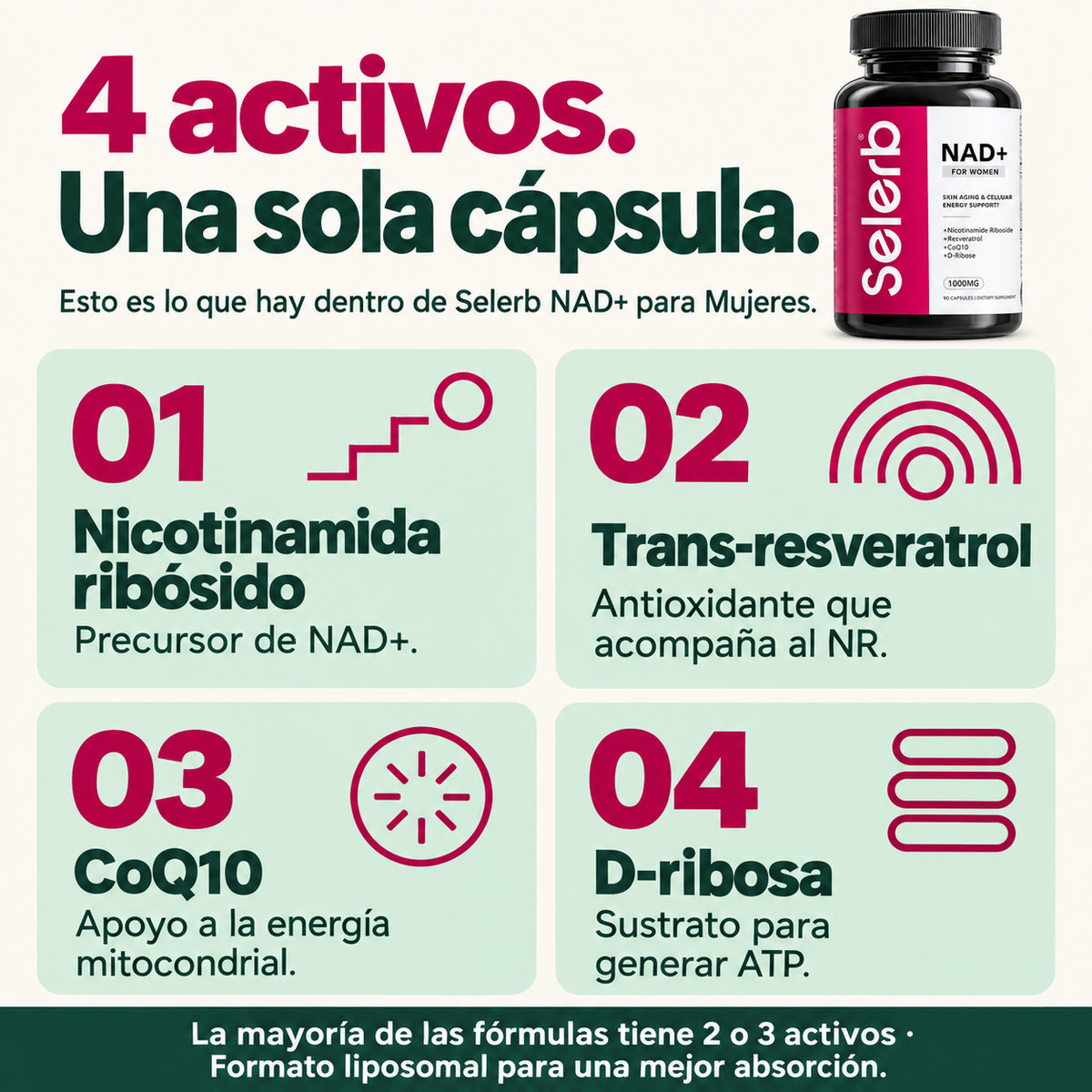 Suplemento Selerb Nad+ Mujer 90 capsulas