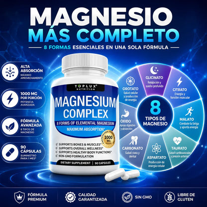 Suplemento Magnesio Complex Toplux 8 en 1 | 90 Cp