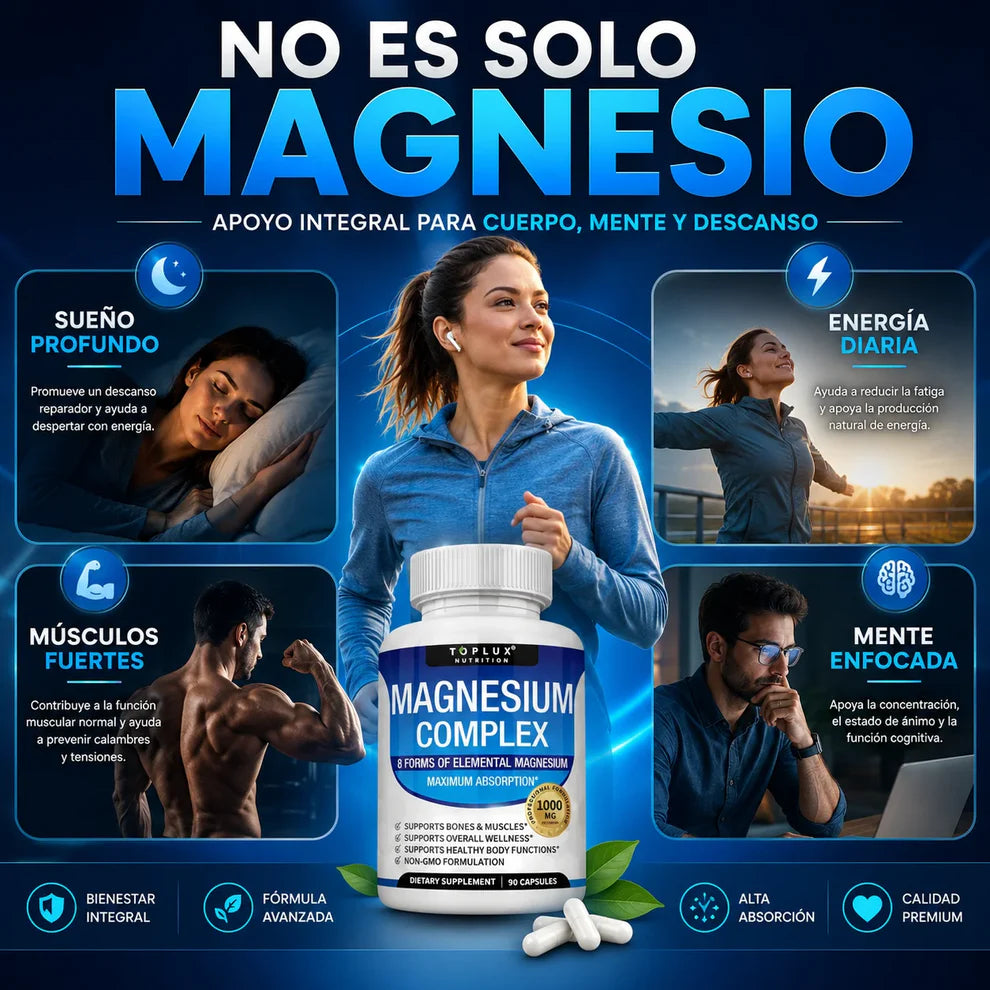 Suplemento Magnesio Complex Toplux 8 en 1 | 90 Cp