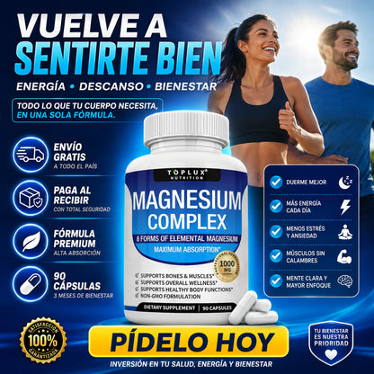 Suplemento Magnesio Complex Toplux 8 en 1 | 90 Cp